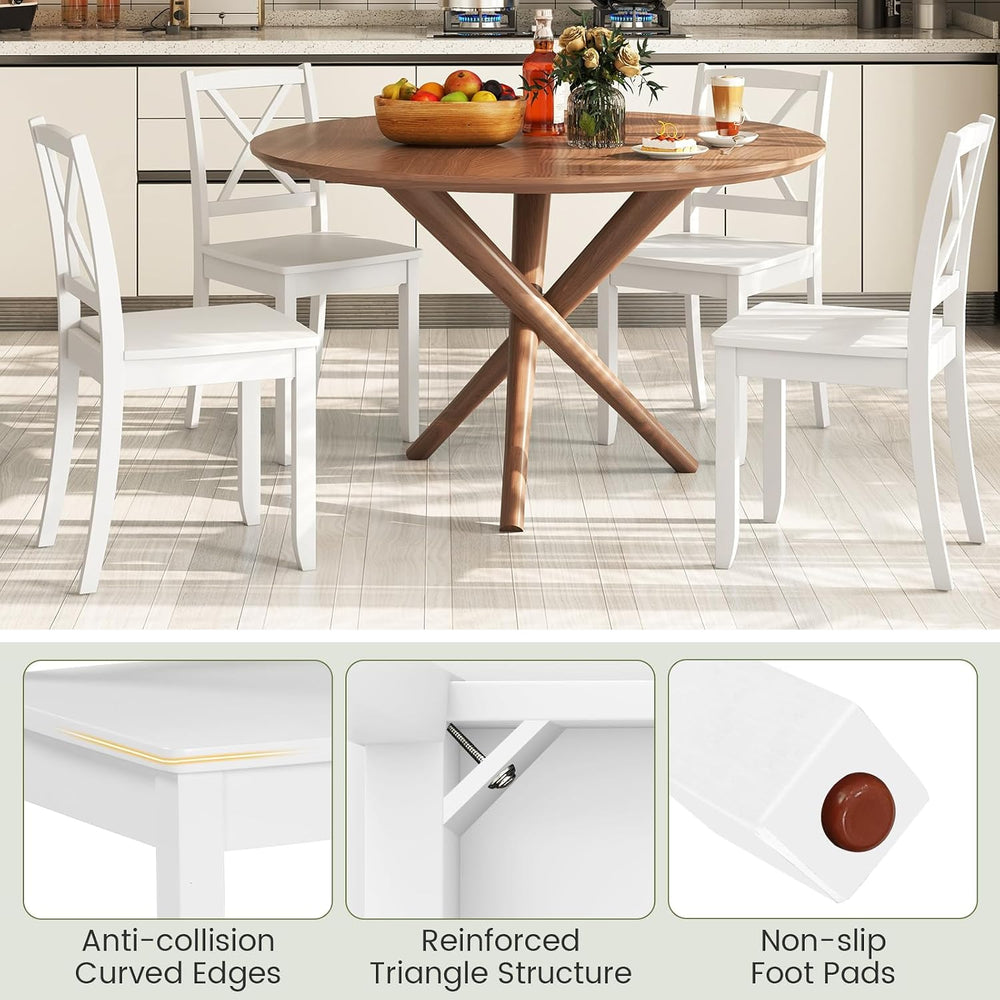 GOFLAME Dining Chairs Set of 4, Kitchen Chairs with Rubber Wood Legs & Cr...