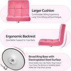 Yaheetech Pink Velvet Bar Stools, Adjustable Barstools Set of 4, Armless Swivel Counter Stools with Thickened Seat Cushion for Kitchen Island, Pink