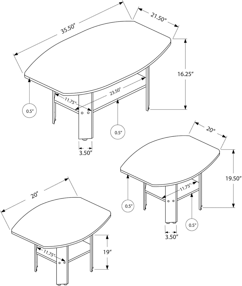 Monarch 3 Piece Table Set, Grey