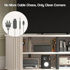 Corner TV Stand 43 Inch, Mid Century Corner Entertainment Center with Sliding Tambour Door, Media Console Table with 2 Layers Storage, Fluted TV Stand for Living Room, Bedroom, Off White