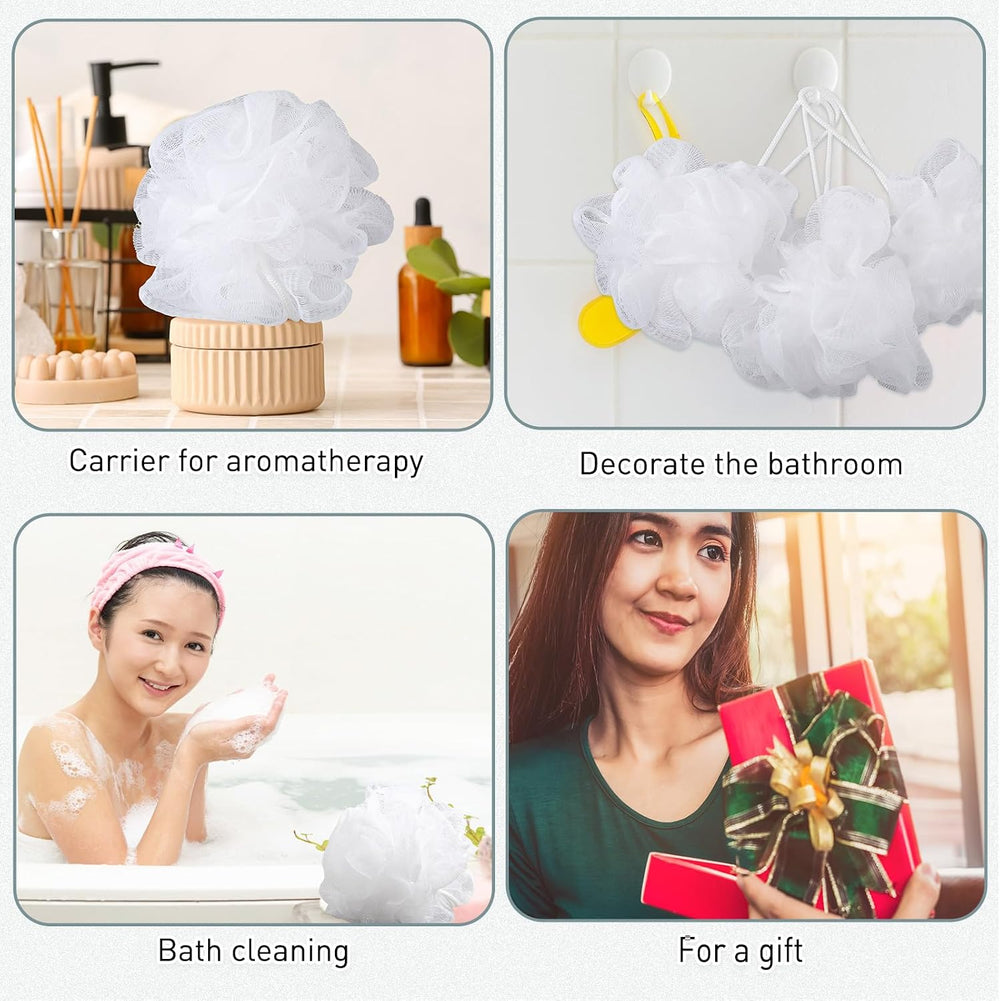 200 Pcs Loofahs Bulk Bath Sponge Shower for Body, Pure White