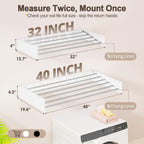 Wall Mounted Clothes Drying Rack Folding Indoor, Foldable Laundry Drying Rack Collapsible,Invisible, Space Saving, Retractable Towel Drying Rack, with Wall Template(5 Drying Rods, White 32")