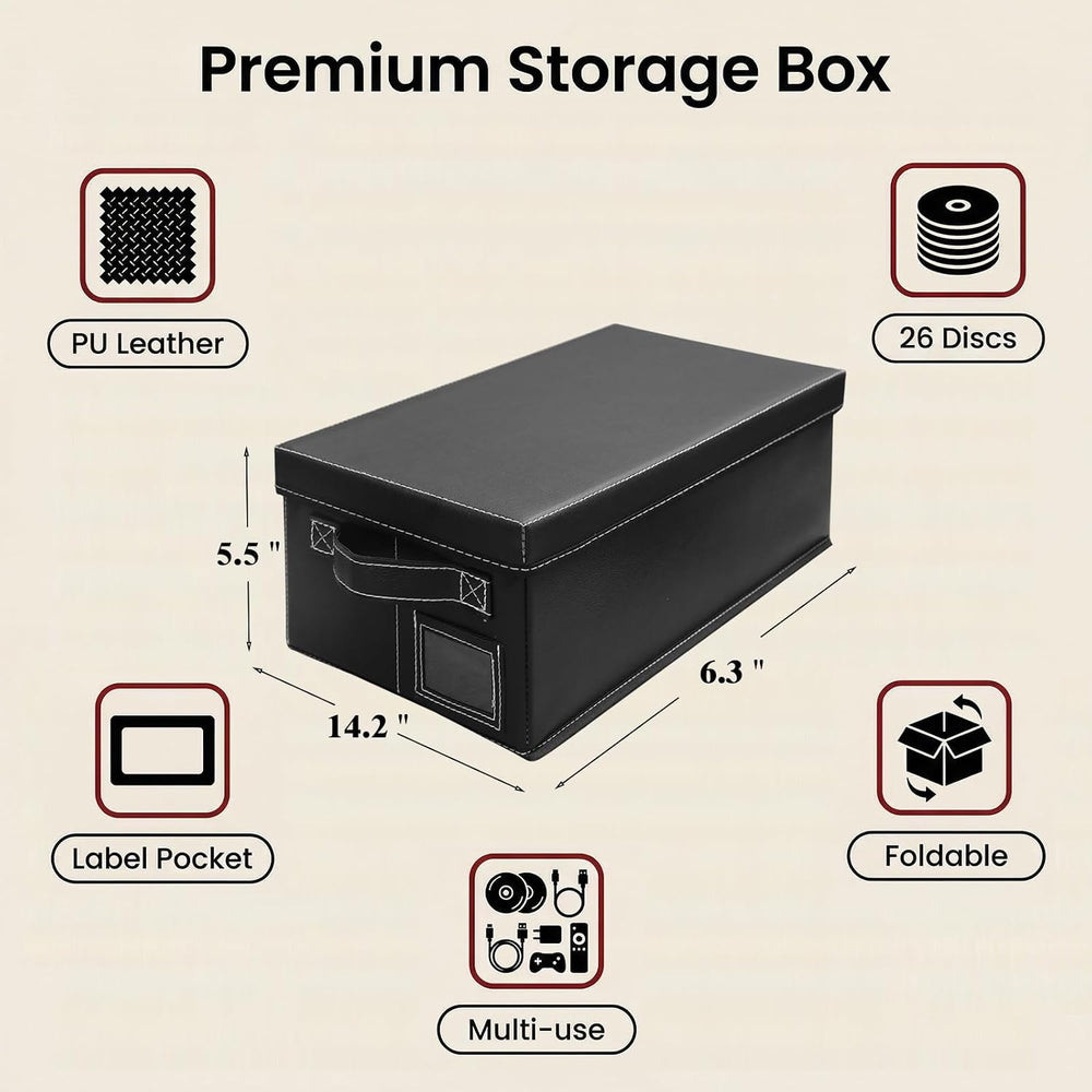 DVD Storage Box 6 Pack, PU Leather DVD Organizer Stackable, Holds 156 DVDs, D...
