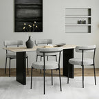 Boucle Dining Chairs Set of 4, Round Kitchen Chairs with Curved Backrest and Metal Legs, Upholstered Modern Style, Suitable for Living Room
