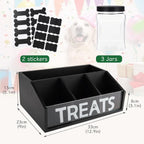 Geyecete Dog Treat Container cat food container with 3 Jars & Compartments pet treat storage dog treat container trapezoid Cute Pet Treat Organizer