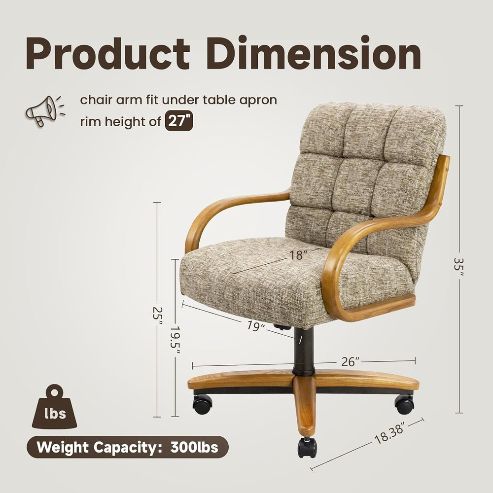 Chromcraft Ryland Swivel-Tilt Caster Dining Chair - Chestnut -Earth - 4pc | U...