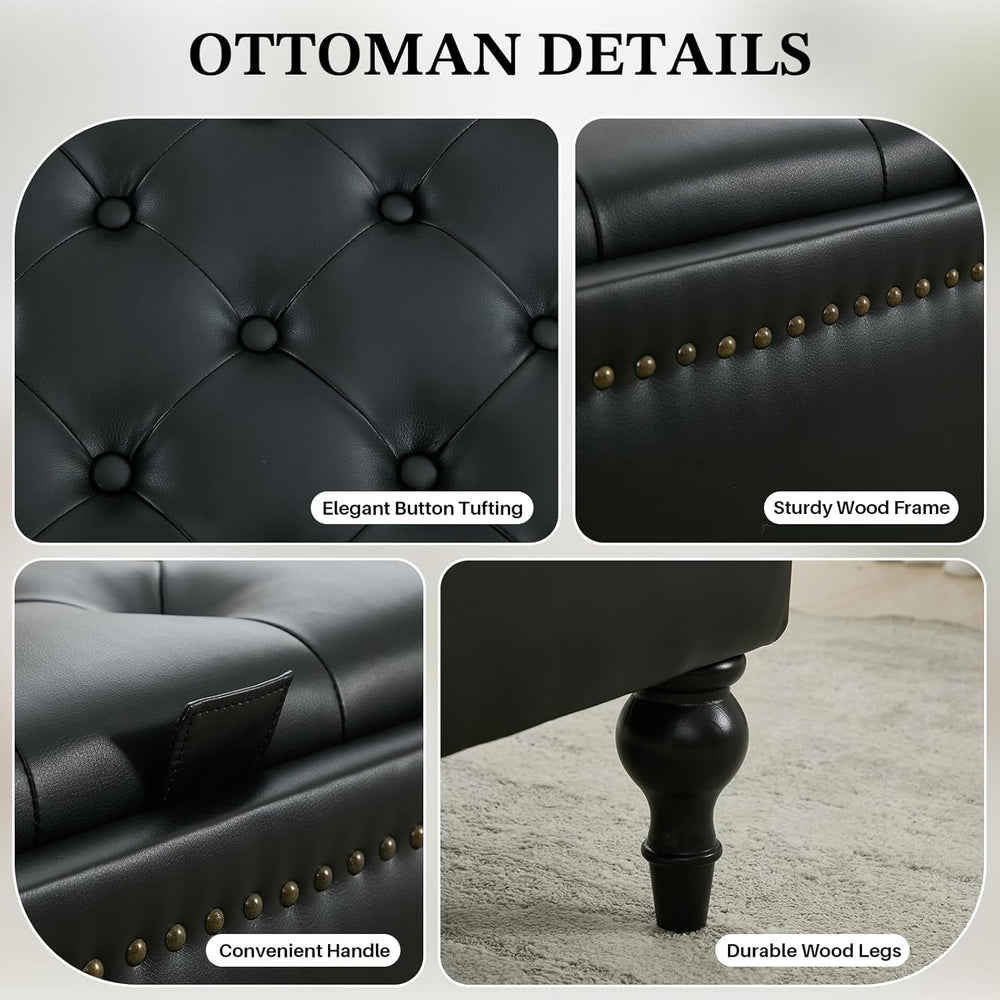 Storage Ottoman Coffee Table, Large Ottoman with Storage Oversized Square Foo...