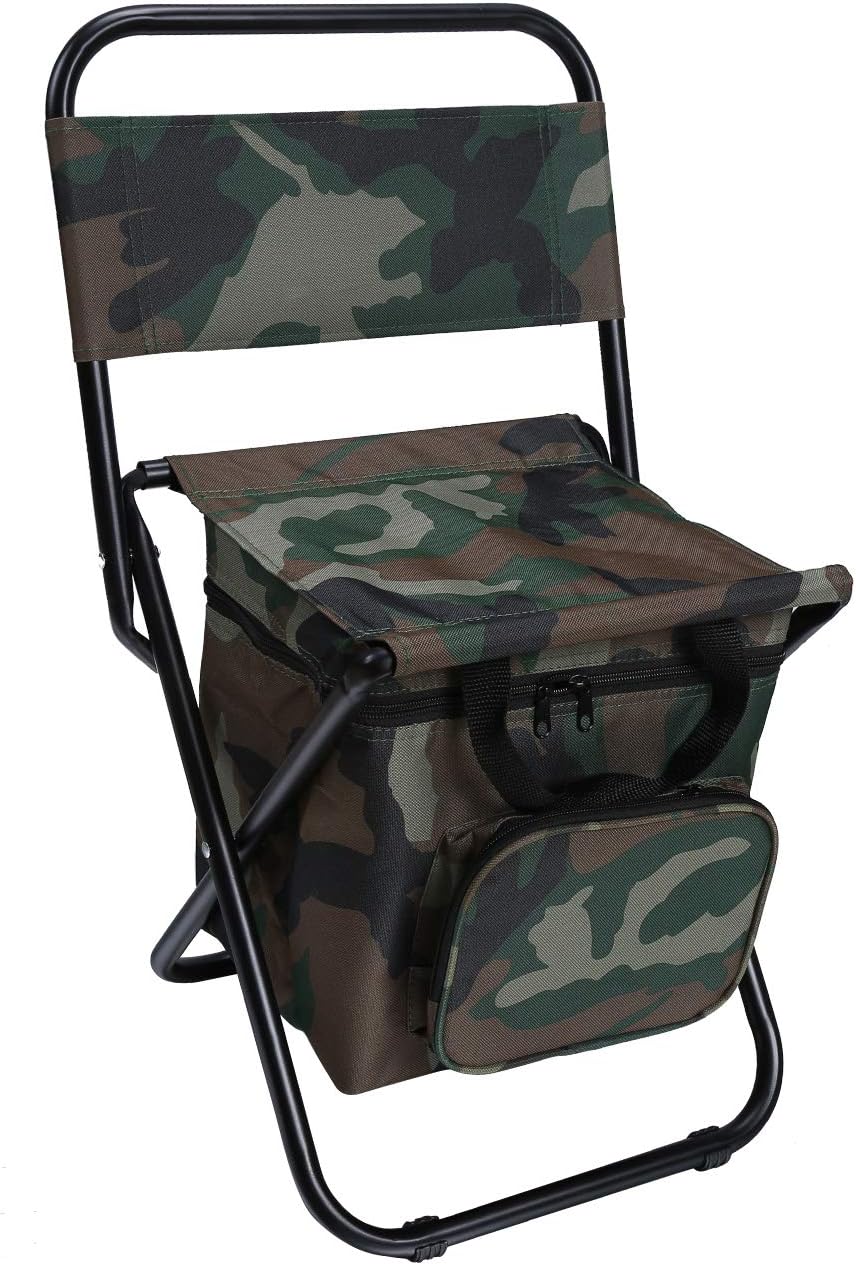 LEADALLWAY Fishing Chair with Cooler Bag Compact Fishing Stool Foldable Small...