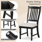 Giantex Wood Dining Chairs Set of 4, Farmhouse Black Kitchen Chairs with Solid Wood Frame, Max Load 355 Lbs, Armless Upholstered Dining Side Chairs with Cushion Seat, Slat Back Dining Room Chair