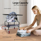 Steel Wire Laundry Cart, Wire Laundry Basket Cart with 4" Casters, Heavy Duty Commercial Rolling Laundry Basket for Clothes Storage, 26.77"D x 21.5"W x 26"H