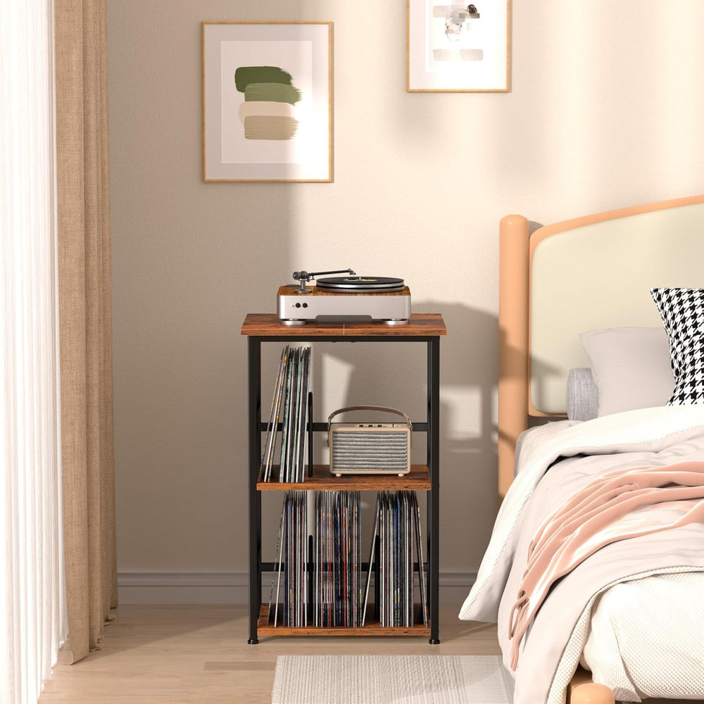 LOAKEKEL Record Player Stand, Large Vinyl Record Storage Up to 200 Albums, 3 ...