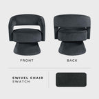 Lexicon Swivel Accent Chair, Modern Velvet Round Barrel Chair, Dark Gray | Swivel Chair with Open Back, Plush Foam Cushions, Metal Swivel Base for Living Room/Bedroom/Office/Small Spaces