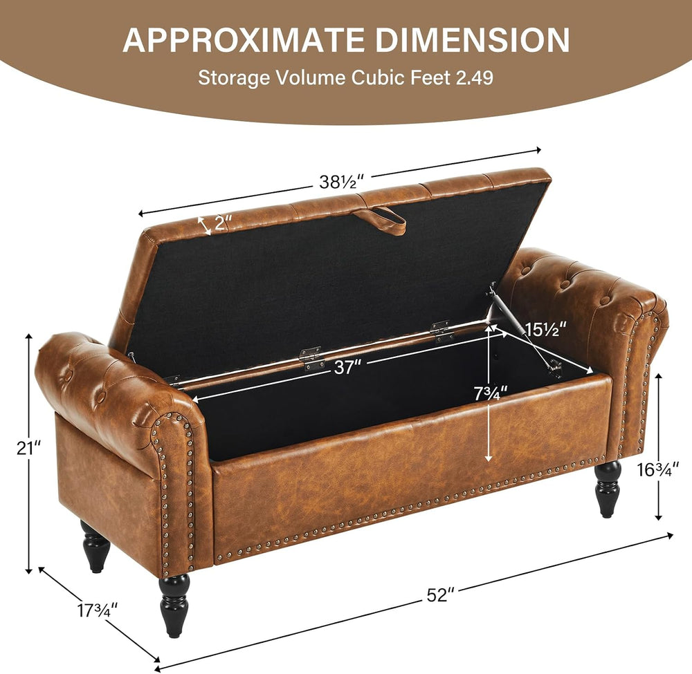 Furnimart Storage Bedroom Bench for End of Bed, Faux Leather Upholstered Stor...