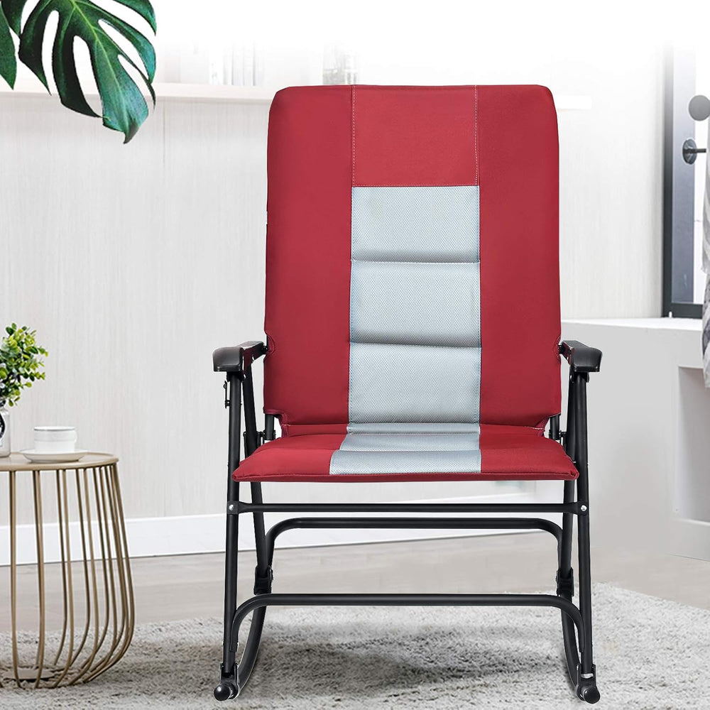 Giantex Camping Rocking Chair Foldable Oversized with Padded Armrest and Seat...