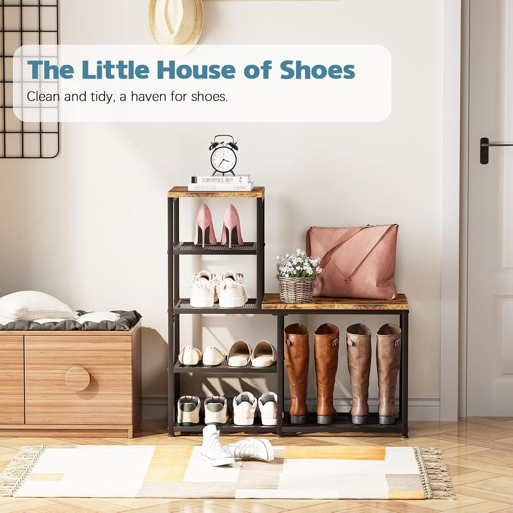 Shoe Rack Bench for Entryway,Free Standing Shoe Storage Organizer for Front D...