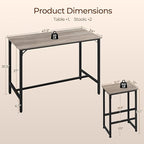 Yaheetech 3 Piece Dining Table Set, 47.5" Industrial Pub Table Set, Counter Height Kitchen Table with Bar Stools Set of 2, for Small Space, Apartment