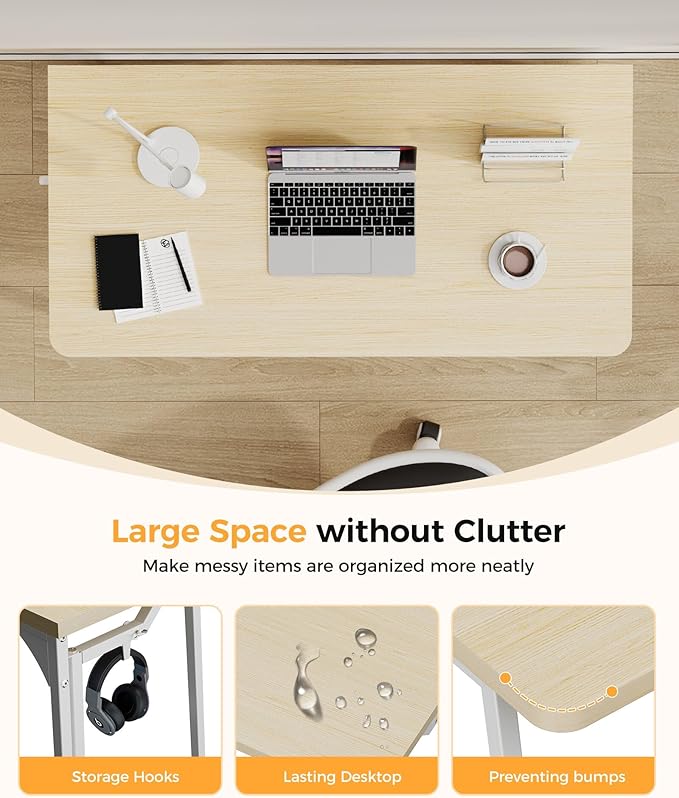 Folding Desk Small Foldable Desk for Small Space, 31.5 Inches Writing Computer Desks in Study, Home Office Foldable Office Desks for Bedroom, Oak