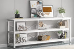 Tribesigns 71" Sofa Tables,Extra Long Couch Table, Narrow Long Console Table, Entryway Table,Sofa Table with 3 Tiers Storage Shelves (White)