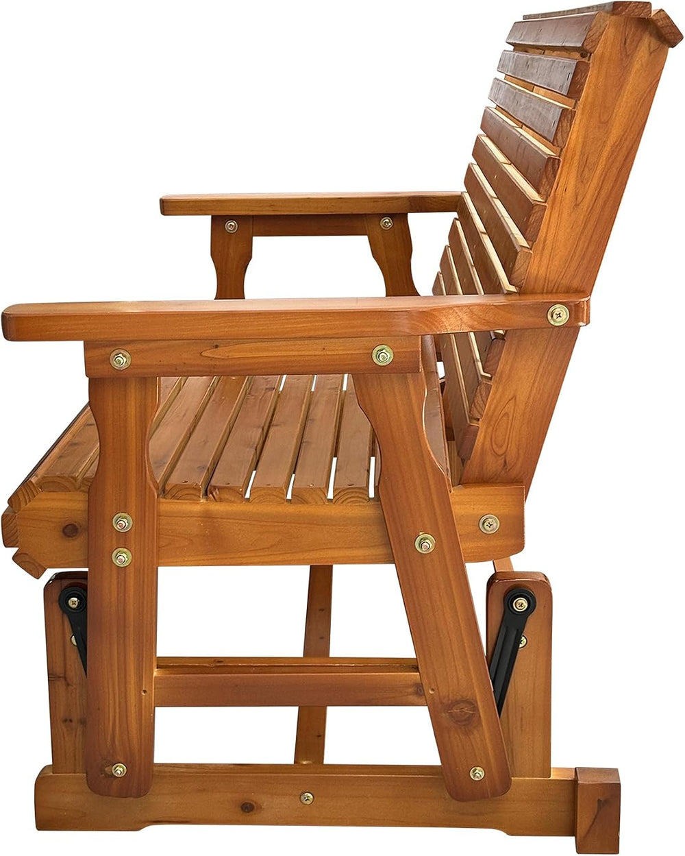 Fortune Candy Wooden Patio Glider with High Roll Back and Deep Contoured Seat...