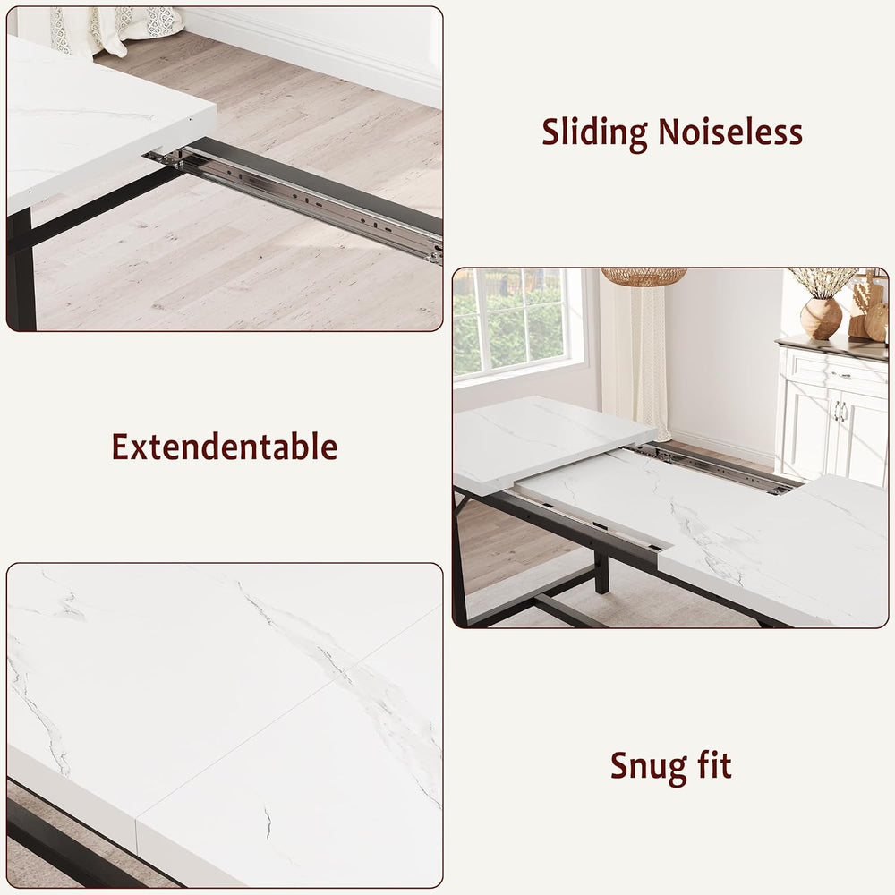 Garvee 63 in Extendable Dining Table Set for 4-6 People, 3-Piece Kitchen Tabl...