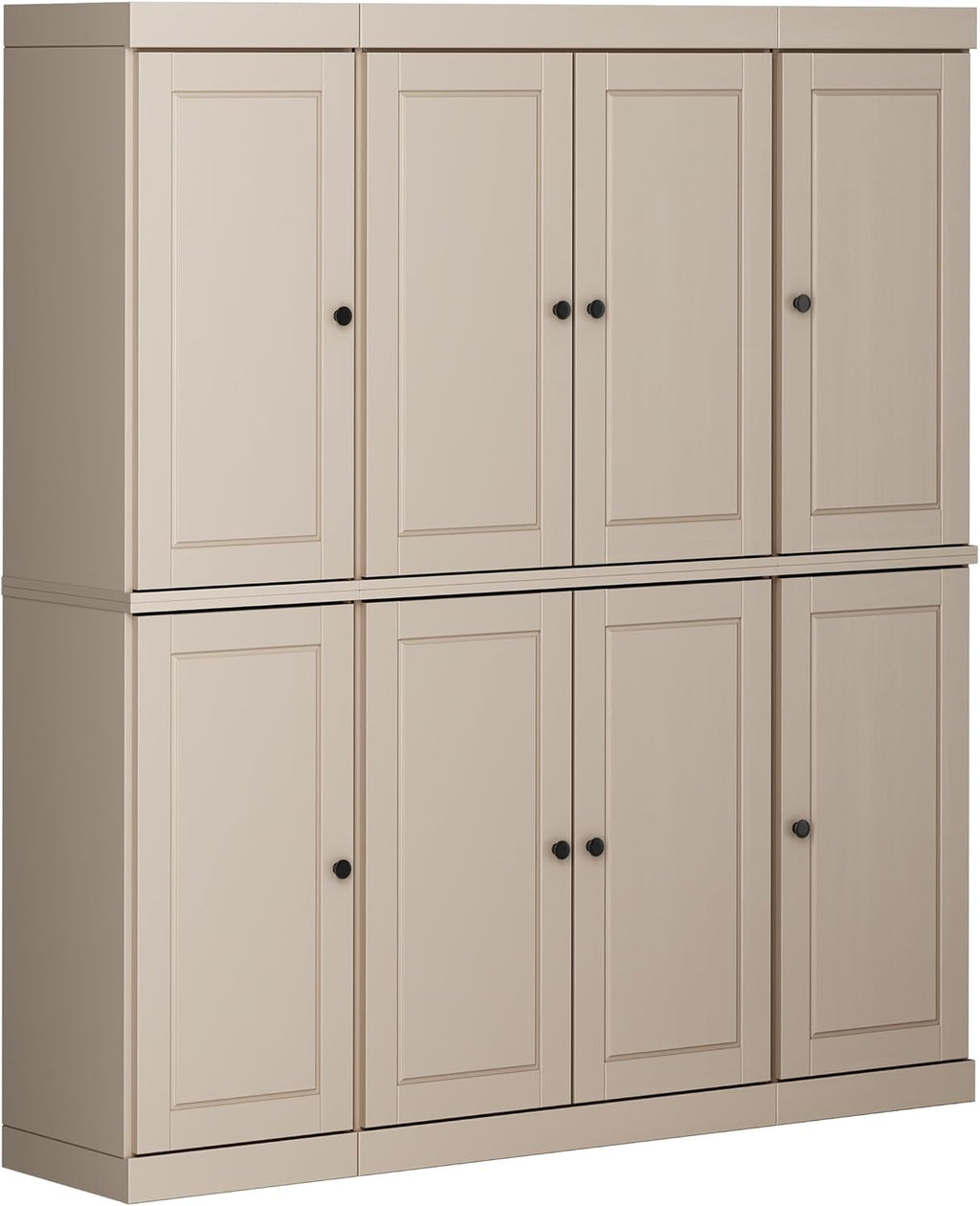 Palace Imports Solid Wood Pantry Cabinet - 71.5" Tall, 65" Wide - Wooden Storage Cabinet w/ 2-Drawer Kit & Adjustable Shelves - Beige, Renewable Eco-Friendly 100% Wood, Made in Brazil