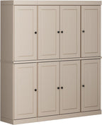 Palace Imports Solid Wood Pantry Cabinet - 71.5" Tall, 65" Wide - Wooden Storage Cabinet w/ 2-Drawer Kit & Adjustable Shelves - Beige, Renewable Eco-Friendly 100% Wood, Made in Brazil