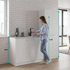 Tuhome Tall Storage Cabinet with 5 Adjustable Shelves, Two Large Doors and Kitchen Utility Sink Set with Stainless Steel Countertop Included