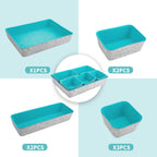 8pcs Drawer Organizers, Separators, Storage Box,Felt Storage Bins Inserts Tool Containers Toy Basket Shelf Cubes Foldable Drawer Dividers Desk Organisers- Blue&Grey