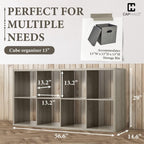 CAPHAUS Sturdy Room 13-Inch Cube Storage Organizer Shelf, with Extra Thick Exterior Edge, Open Storage Shelf Divider, Bookcase, 6-Cube / 8-Cube / 9-Cube, Colors Available in Rustic Grey Oak and White