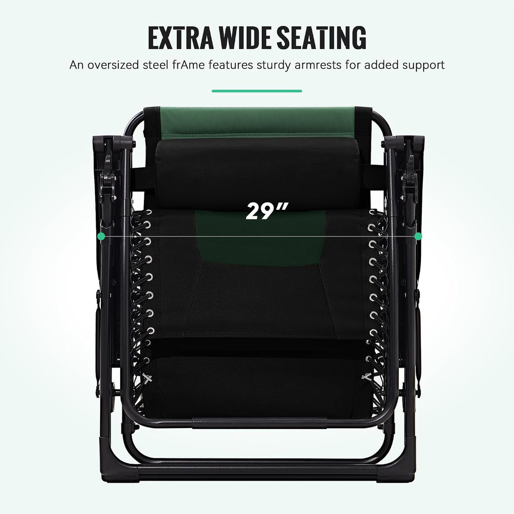 JEAREY Oversized Padded Zero Gravity Chairs, Folding Lounge Chair Outdoor Pat...
