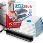 15-Pack Variety Vacuum Storage Bags for Comforters, Blankets & Clothes – Vacuum Sealed Compression Bags with Hand Pump – Space Saver Storage Bags for Bedding,Travel & Organization (3S, 4M, 4L & 4XL)