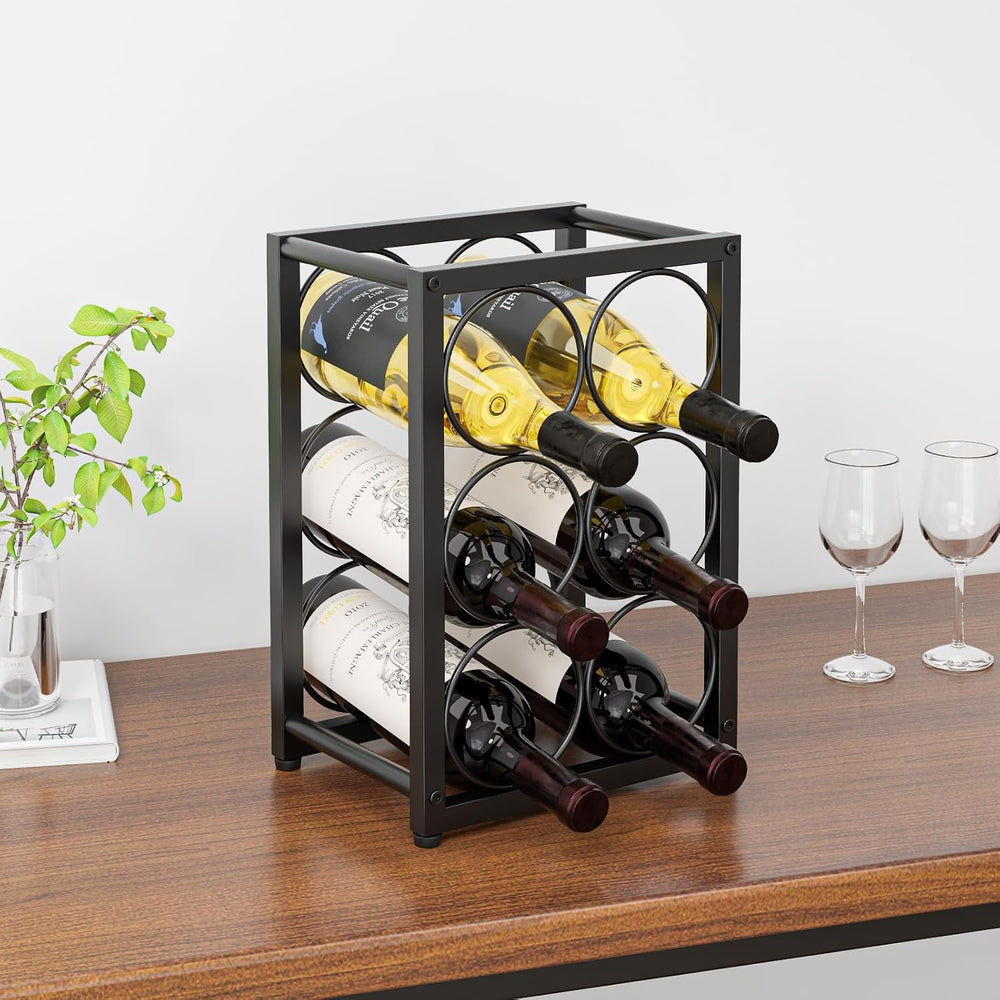 Metal Countertop Wine Rack 6 Bottles, Fits Large Wine Bottles | Free Standing