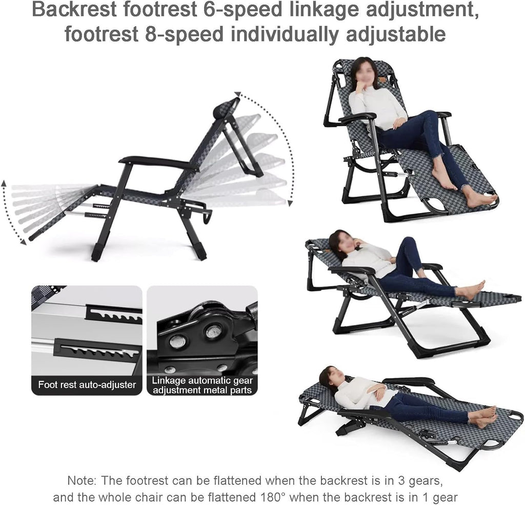 Gravity Chair, All Weather Reclining Lounge with Removable Headrest, Folding Lawn Recliner for Indoor