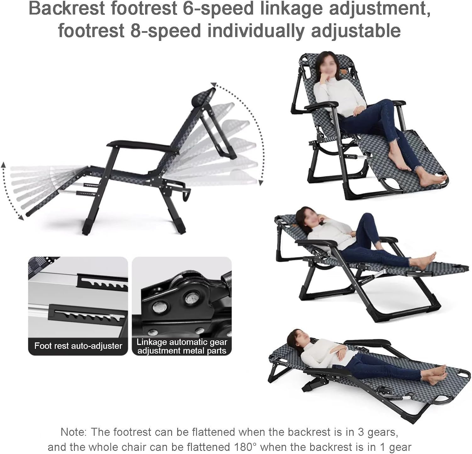 Gravity Chair, All Weather Reclining Lounge with Removable Headrest, Folding Lawn Recliner for Indoor