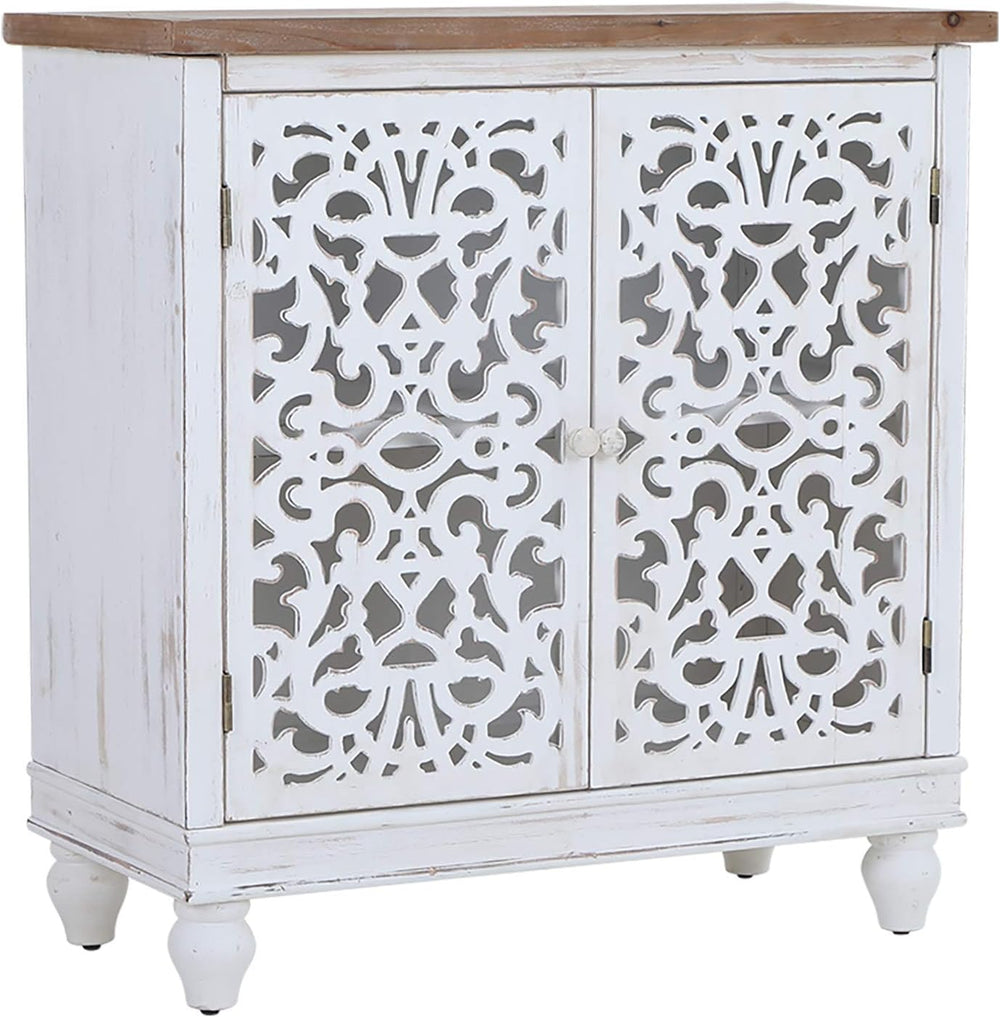 Sophia & William Small Accent Cabinet with Doors, Carved Buffet Cabinet