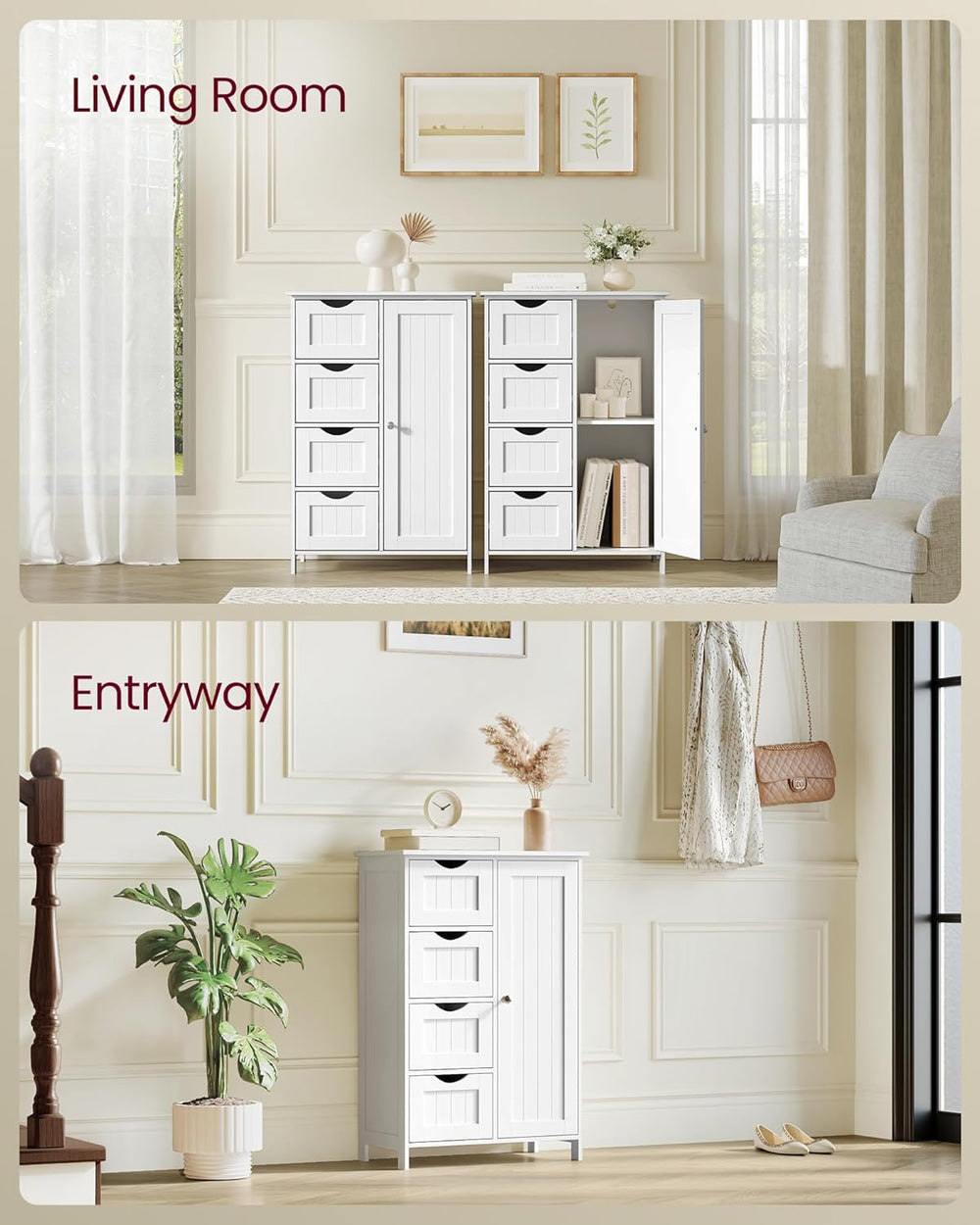 VASAGLE Storage Cabinet with Drawers, Freestanding Floor Cabinet with Door, 1...