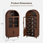 FiveWillowise Kitchen Pantry Cabinet with Glass Doors - Arched Design, Solid Wood Legs, Artistic Fluted Door, Adjustable Shelves, 70.8" Curved Storage Cabinet for Kitchen, Dining Room