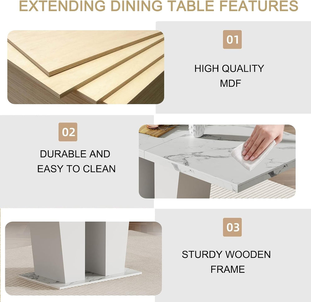 HomVent Extendable Dining Room Table Set for 6, Dining Table Set with Chairs,...
