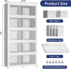 250Gal Stackable Storage Bins with Lid, 1000Qt Extra Large Collapsible Storage Box with Wheels, Dividers, Folding Plastic Cabinet Closet Organizers for Home Kitchen Office Dorm, 5Pack White