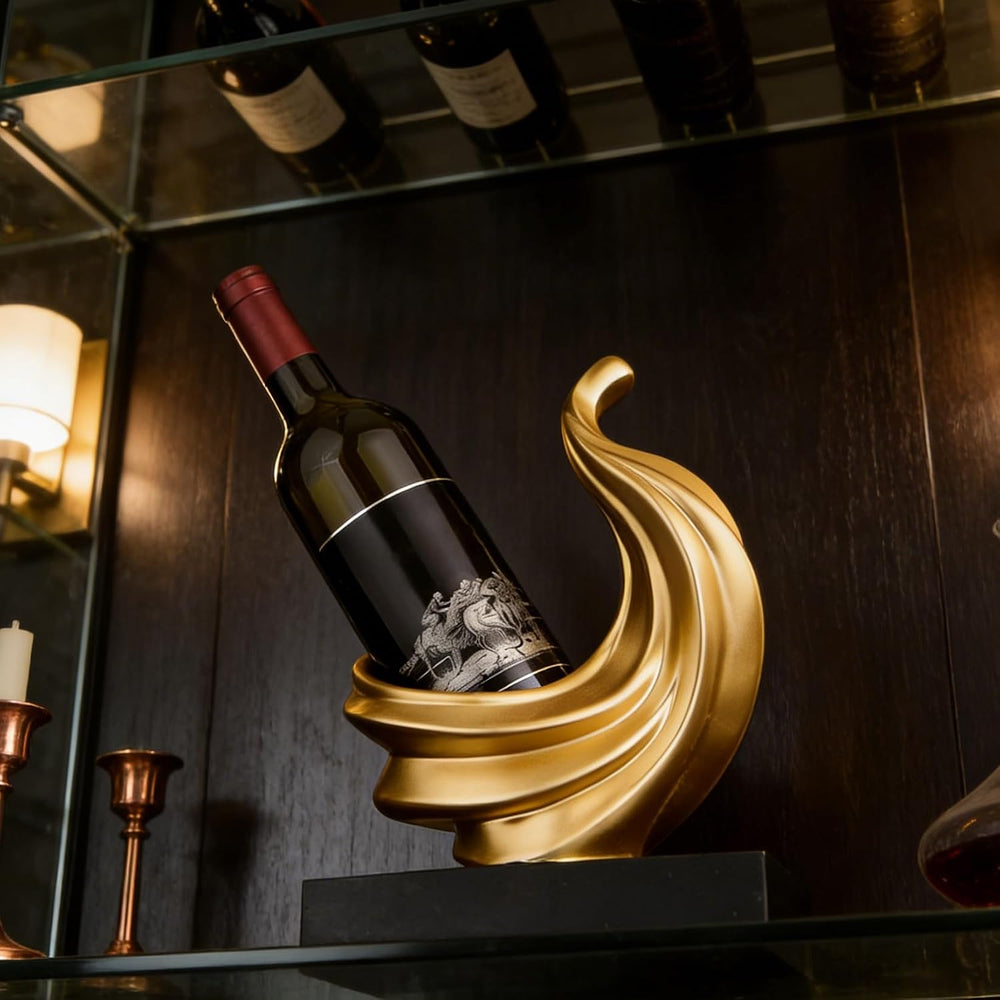 AWNR Gold Abstract Single Wine Liquor Bottle Holder Gifts, Display Shelf | El...