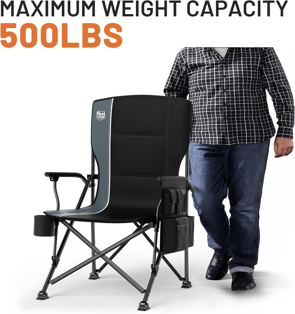 TIMBER RIDGE Oversized Folding Camping Chair High Back 500lbs | Heavy Duty Ca...