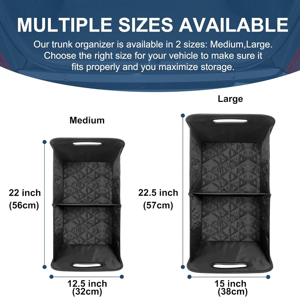 Deosk Car Trunk Organizer and Storage with 6 Big Pockets, Waterproof Polyester Trunk Organizer for SUV, Minivan, Truck (Large, Black)