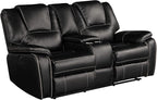Faux Leather Recliner Sofa Furniture Set for Living Room, Recliner Chair, Manual Loveseat, 3 Seat Recliniing Sofa Couch Set for Meeting Room,Black