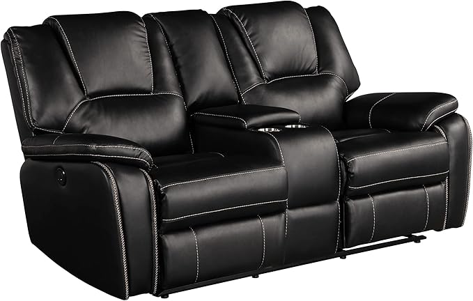 Faux Leather Recliner Sofa Furniture Set for Living Room, Recliner Chair, Manual Loveseat, 3 Seat Recliniing Sofa Couch Set for Meeting Room,Black