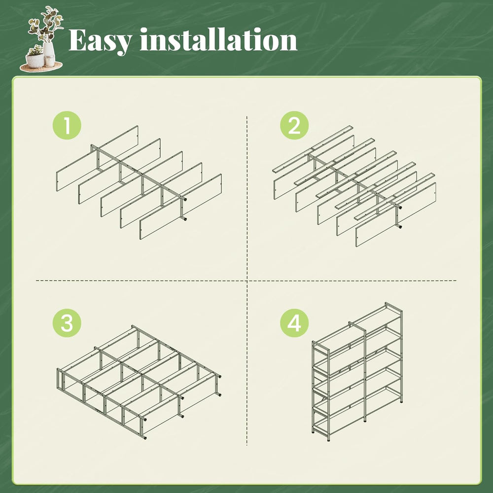 Huuger 5 Tier Bookshelf, Display Bookshelf with 10 Open Shelves and Raised Ba...