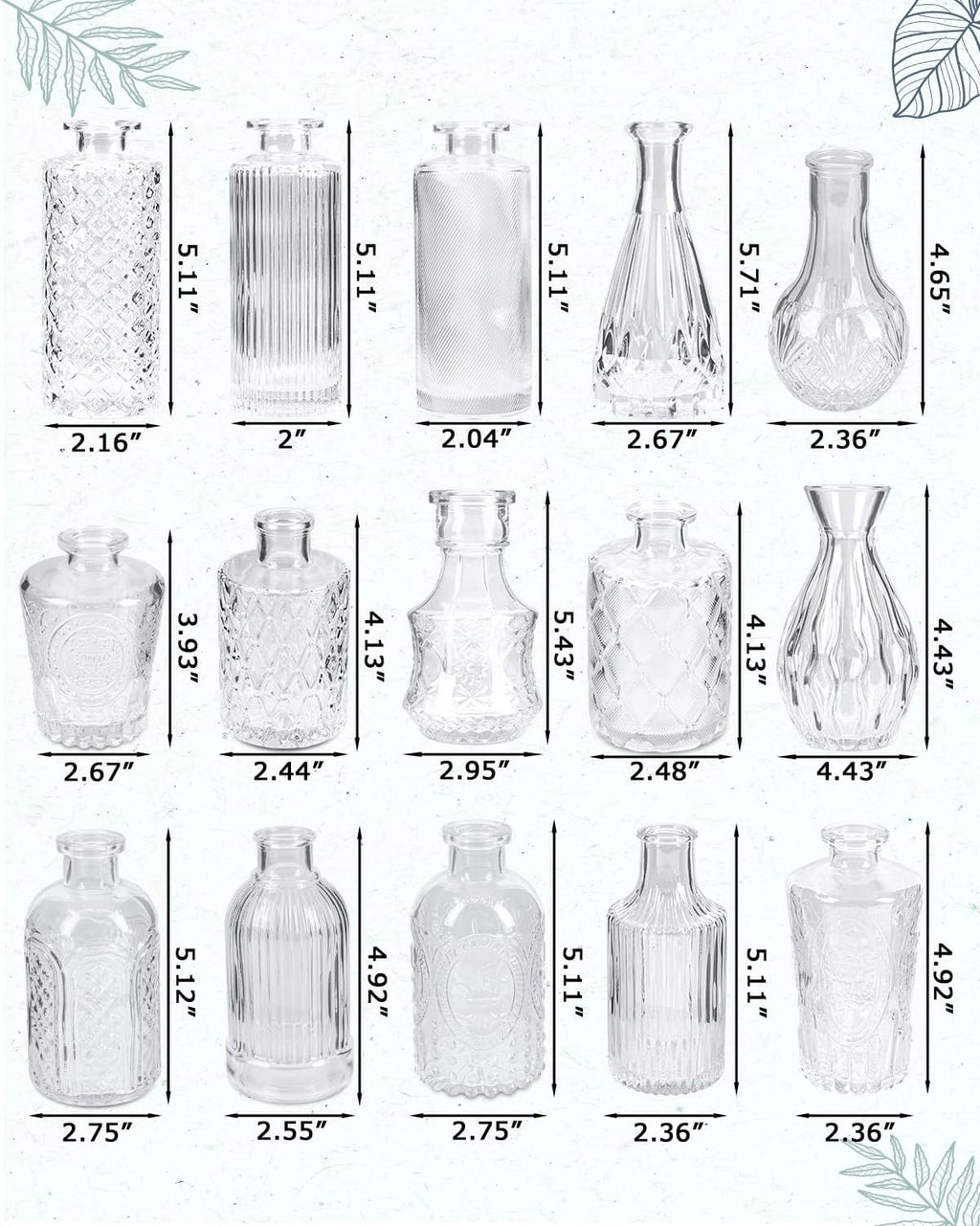 Bud Vases Set of 32 PCS, Small Flower Vases for Table Centerpieces, Mini Vases for Single Stem Flowers, Glass Vases for Centerpieces, Wedding & Home Decor, Clear