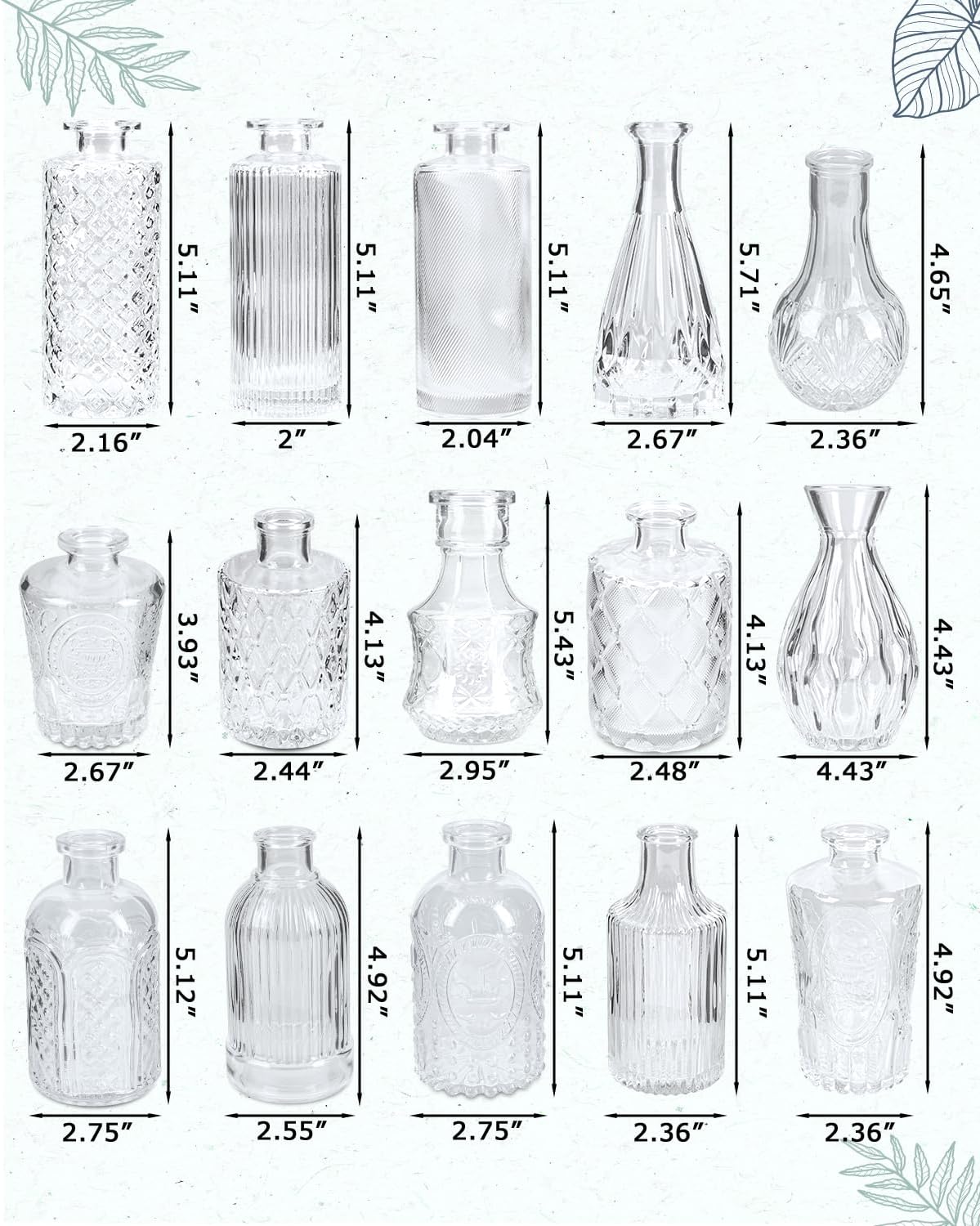 Bud Vases Set of 32 PCS, Small Flower Vases for Table Centerpieces, Mini Vases for Single Stem Flowers, Glass Vases for Centerpieces, Wedding & Home Decor, Clear