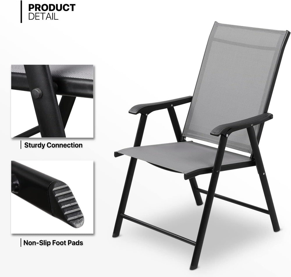 MoNiBloom 3 Piece Patio Bistro Dining Set, 2 Foldable Outdoor Chairs and Roun...