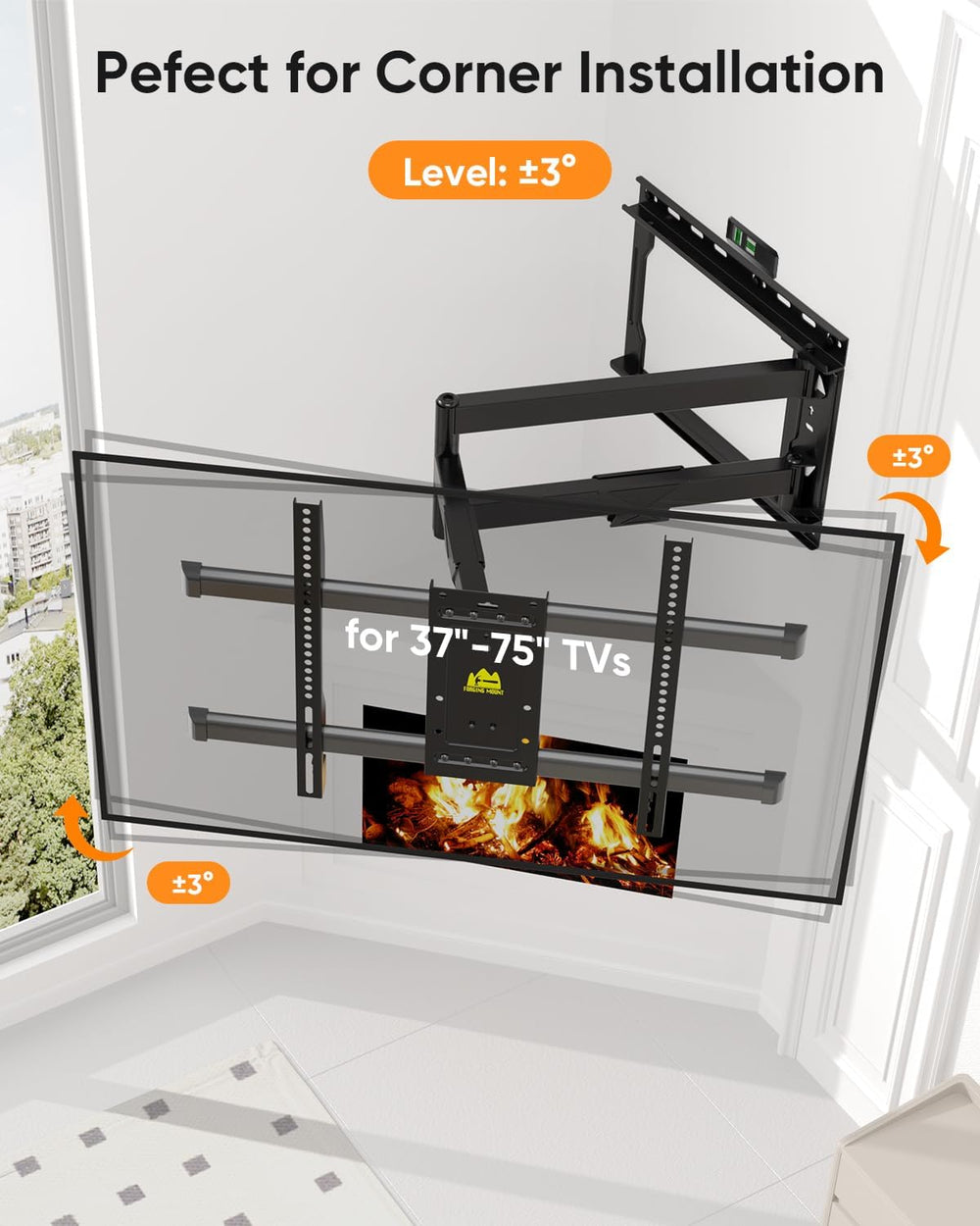FORGING MOUNT Corner TV Wall Mount for Most 37-75 Inch TVs up to 99lbs | Full...