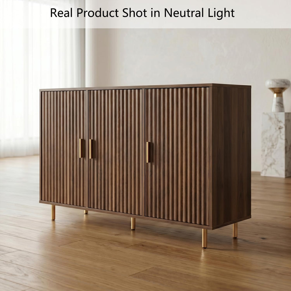 DIYART Rustic Brown Sideboard Buffet Cabinet, Accent Coffee Bar Cabinet with ...